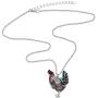 WEVENI Enamel Alloy Rhinestone Chicken Hen Necklace Pendant Chain Jewelry Novelty Gifts for Women Girls Ladies