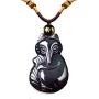 Sinymilk Natural Obsidian Healing Stone Fox Pendant Female Adjustable Spirit Fox Mascot Amulet