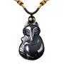 Sinymilk Natural Obsidian Healing Stone Fox Pendant Female Adjustable Spirit Fox Mascot Amulet