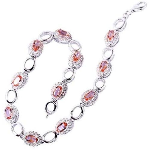 ATTA GEMS Women 925 Sterling Silver Bracelets Luxury Oval Cut 3mmx5mm Gemstone Jewelry Hand Chain for Party Birthday Gifts