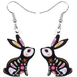 WEVENI Acrylic Halloween Bunny Hare Paper Cutting Rabbit Earrings Dangle Drop Pet Jewelry For Women Girls Gift