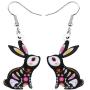 WEVENI Acrylic Halloween Bunny Hare Paper Cutting Rabbit Earrings Dangle Drop Pet Jewelry For Women Girls Gift