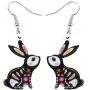 WEVENI Acrylic Halloween Bunny Hare Paper Cutting Rabbit Earrings Dangle Drop Pet Jewelry For Women Girls Gift WEVENI Acrylic Halloween Bunny Hare Paper Cutting Rabbit Earrings Dangle Drop Pet Jewelry For Women Girls Gift