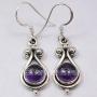 SilverStarJewel 925 Sterling Silver Amethyst Earrings 1.4'' Gemstone Art Jewelry