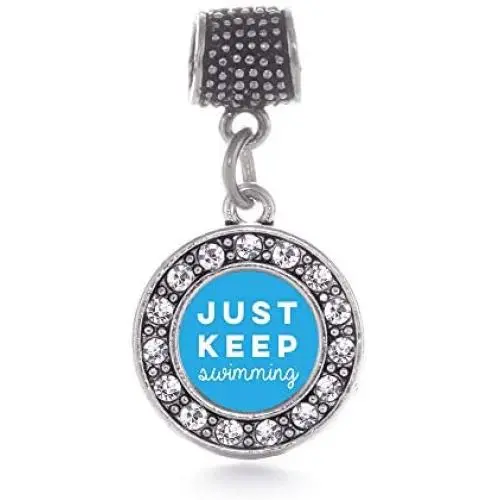 Inspired Silver - Silver Circle Charm for Bracelet with Cubic Zirconia Jewelry