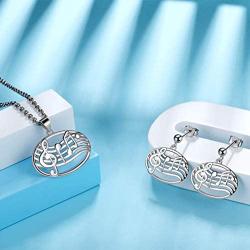 Music Note Necklace Earrings Ring Women Girls Treble Clefe Necklace and Earrings Set Musical Symbols Jewelry Music Lover Gift for Birthday Anniversay …