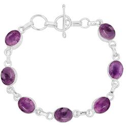 Amethyst Bracelet For Women Mom Wife Silver Overlay Handmade Vintage Style Jewelry