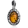 Sterling Silver Amber Oval Stone Classic Pendant