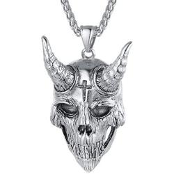 FaithHeart Leviathan Satanic Brimstone Cross Necklace, Gold Plated Satan Church Jewelry, Alchemical Symbol for Brimstone Pendant with Chain, Satan Goat Necklaces