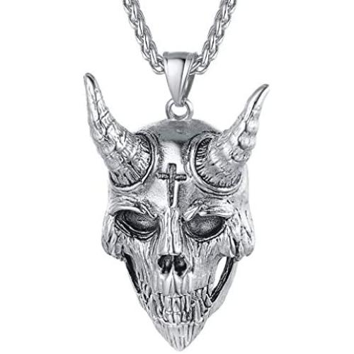 FaithHeart Leviathan Satanic Brimstone Cross Necklace, Gold Plated Satan Church Jewelry, Alchemical Symbol for Brimstone Pendant with Chain, Satan Goat Necklaces