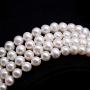 JYX Pearl Long Sweater Necklace Gorgeous Genuine 7.5mm Natural Near Round White Freshwater Pearl Necklace for Women 50''