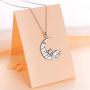 JZMSJF 925 Sterling Silver Crescent Moon Necklace Engraved I Love You to The Moon and Back Puppy Dog Cat Paw Cat Pendant Gift for Wife Girlfriend