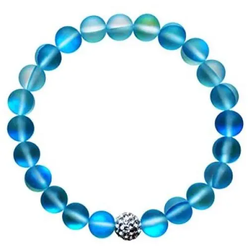 Hope Inspired Mystic Mermaid Glass Bracelet with 8 mm Blue Moonstone Beads Hope Inspired Mystic Mermaid Glass Bracelet with 8 mm Blue Moonstone Beads