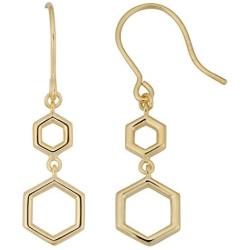 Kooljewelry 10k Yellow Gold Geometric Drop Dangle Earrings