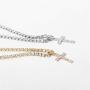 MKEB Girl Vintage Crystal Necklace Link Chain with Cross Pendant Choker Jewelry Accessories(Platinum)