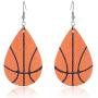 Teardrop Leather Earrings Dangle Drop Football Basketball Waterdrop Hook Earrings Lightweight Ear for Women Ball Sports Lover Girls Jewelry 2Pcs Set