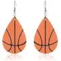 Teardrop Leather Earrings Dangle Drop Football Basketball Waterdrop Hook Earrings Lightweight Ear for Women Ball Sports Lover Girls Jewelry 2Pcs Set