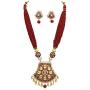 Babosa Sakhi Indian Jaipuri Necklace Red Meenakari Kundan Woman Pendant Ethnic Jewelry Set SRN07R