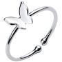 Sterling Silver Dainty Butterfly Ring Minimalist Adjustable Open Tail Sizable Finger Stacking Band Gift for Women Girls