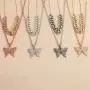 2 Set Butterfly Cuban Link Necklace Set Hip Hop Chock Chain Iced Out Sparking Bling Zircon Crystal Collar Animal Butterfly Pendant Necklace for Women Girl Party Luxury Rock Jewelry 2 Set Butterfly Cuban Link Necklace Set Hip Hop Chock Chain Iced Out Sparking Bling Zircon Crystal Collar Animal Butterfly Pendant Necklace for Women Girl Party Luxury Rock Jewelry