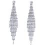 CHRAN Silver Teardrop Crystal Long Tassels Dangle Earrings Sparkling Rhinestone Ladies Gifts