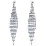 CHRAN Silver Teardrop Crystal Long Tassels Dangle Earrings Sparkling Rhinestone Ladies Gifts