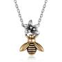 Vintage 925 Sterling Silver & Brass Cute Bee Flower Pendant Necklace Animal Jewelry for Women Girls