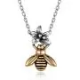 Vintage 925 Sterling Silver & Brass Cute Bee Flower Pendant Necklace Animal Jewelry for Women Girls Vintage 925 Sterling Silver & Brass Cute Bee Flower Pendant Necklace Animal Jewelry for Women Girls