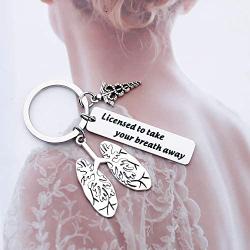 BAUNA Respiratory Therapist Keychain RT Respiratory Therapy Gift Licensed to Take Your Breath Away RT Respiratory Tech Keychain Gift for RT Graduates