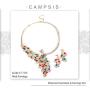 Campsis Gold Bride Wedding Statement Necklace Bridal Crystal Peacock Neckalce Earrings Jewelry Set for Women