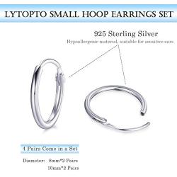 Sterling Silver Small Cartilage Hoop Earrings for Men & Women, 4 Pairs of Hypoallergenic Earrings