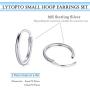 Sterling Silver Small Cartilage Hoop Earrings for Men & Women, 4 Pairs of Hypoallergenic Earrings