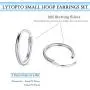 Sterling Silver Small Cartilage Hoop Earrings for Men & Women, 4 Pairs of Hypoallergenic Earrings
