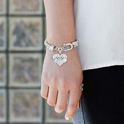 Inspired Silver - Silver Pave Heart Charm Bracelet with Cubic Zirconia Jewelry