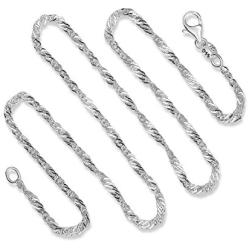 925 Sterling Silver 2 MM Singapore (Twisted Curb) Italian Chain - Lobster Claw Clasp 16-30''