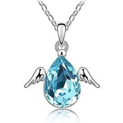 DADIWEY Angel Wing Necklaces for Women Crystals Heart Drop Shape Charm Pendant Necklace Jewelry Gift for Girls