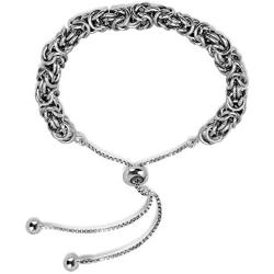 LeCalla Sterling Silver Jewelry Sliding Bolo Byzantine Bracelet for Women