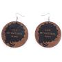 SMALLLOVE Bohemian Wood Drop Dangle Earrings Set for Women Girls African Natural Lightweight Wooden Black Big Round Circle Geometric Ethnic Style Earring