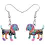 DOWAY Enamel Alloy Lovely Beagles Earrings for Women Girl Kids Dangle Drop Fashion Cute Pet Dog Jewelry Charm Gift