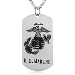 FAYERXL US Marine Corps Dog Tag Necklace Birthday Gift Ideas To Husband Son JOSHUA 1:9 Prayer Pendant