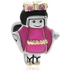 LilyJewelry Rose Pink Little Japanese Girl Charms Beads for Bracelets
