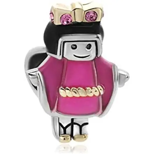 LilyJewelry Rose Pink Little Japanese Girl Charms Beads for Bracelets