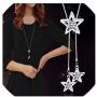 QIAN0813 Charm Triple Crystal Star Long Sweater Chain Necklace Fine Jewelry Crystals Women Red Pearl Cross Tassel Necklace