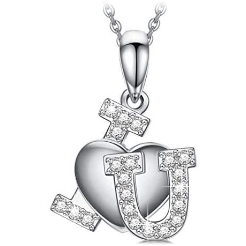 J.NINA ✦I Love You✦ Jewelry Gifts for Women Jewelry Necklace With Crystals Fashion Heart Pendant Necklace Gift for Women With a Luxury Packaging