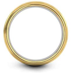 Chroma Color Collection Tungsten Carbide Wedding Band Ring 8mm for Men Women Green Red Blue Purple Black 18K Yellow Gold Grey Center Line Step Bevel Edge Brushed Polished