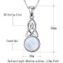 AILAAILA 925 Sterling Silver Natural Moonstone | White Opal Necklace Celtic Knot Cubic Zirconia Pendant with 18 Inch Chain
