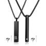 2 Pcs Urn Necklaces for Ashes Memorial Cremation Urn Necklace Stainless Steel Black Silver Tone Bar Pendant Necklace Ashes Keepsake Jewelry With Cubic Zirconia