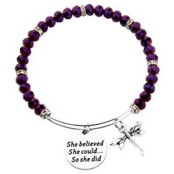 AKTAP She Believed She Could So She Did Dragonfly Charm Bracelet Motivational Graduation Gift