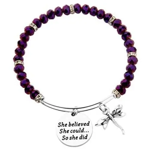 AKTAP She Believed She Could So She Did Dragonfly Charm Bracelet Motivational Graduation Gift AKTAP She Believed She Could So She Did Dragonfly Charm Bracelet Motivational Graduation Gift