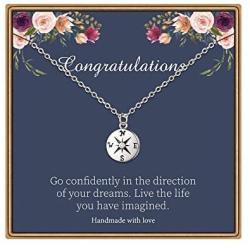 MONOOC Graduation Gifts for Her, College High School Graduation Jewelry for Women Graduation Necklace Compass Arrow Necklace Graduation Gift for Graduates